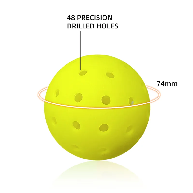 48-hole seamless PE outdoor pickleball on a white background