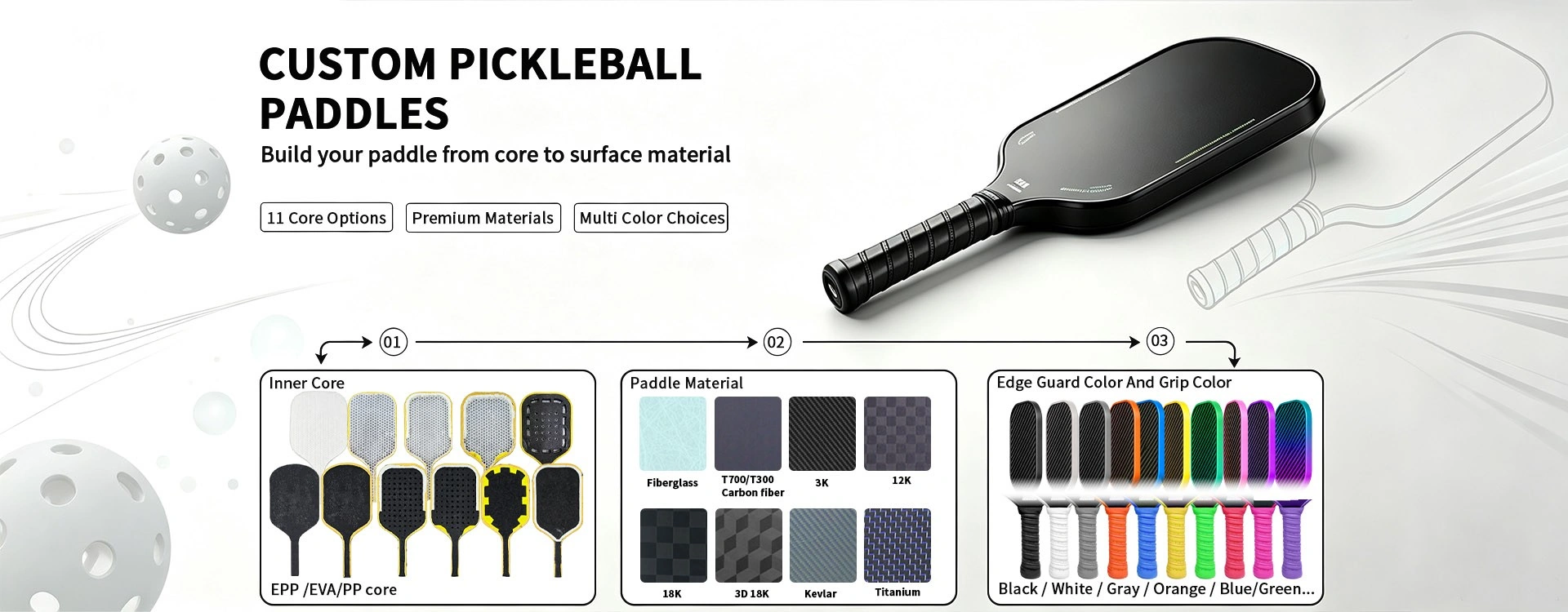 Professional thermoformed Toray T700 carbon fiber pickleball paddles and custom private label paddle manufacturing solutions with low MOQ