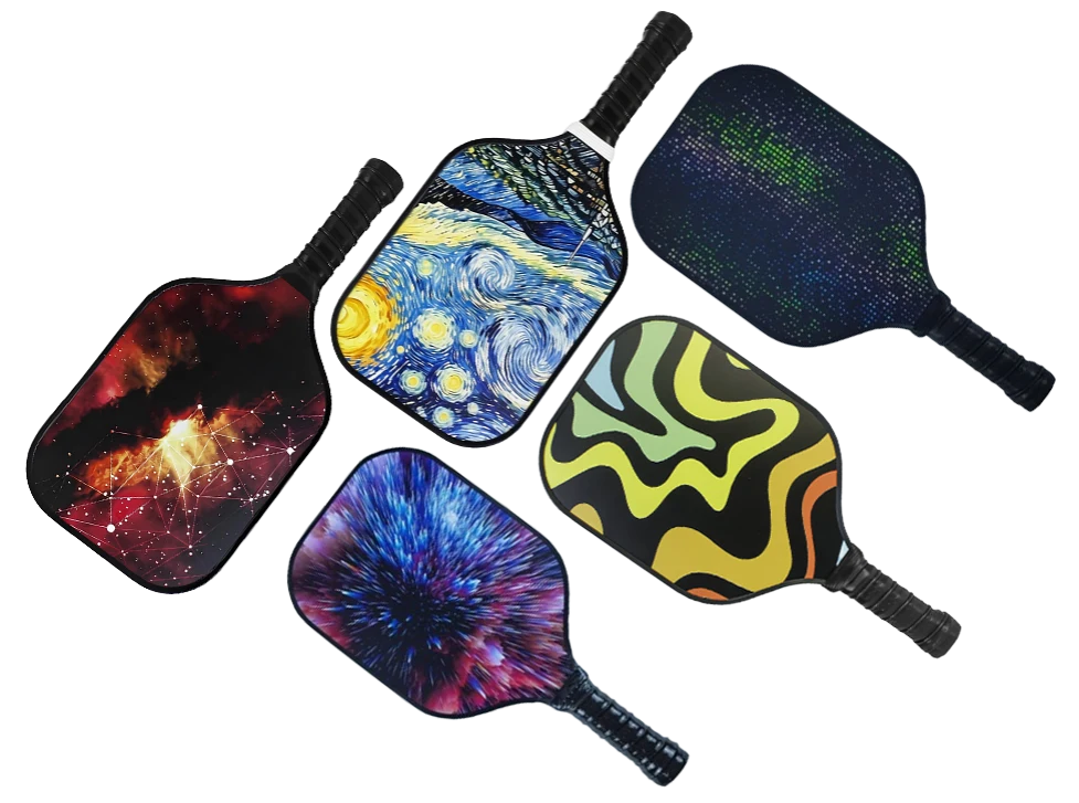 OEM ODM custom thermoformed and cold press pickleball paddles with carbon fiber face and polymer honeycomb core by Peijin Sports